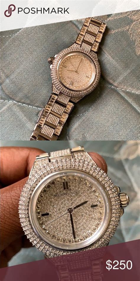 michael kors automatic watch stopped|Michael Kors iced out watch.